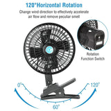 12V Car Fan Oscillating Clip on Cooling Fan with 2 Speeds 120° Rotation Automotive - Tophatter Daily Deals