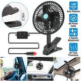12V Car Fan Oscillating Clip on Cooling Fan with 2 Speeds 120° Rotation Automotive - Tophatter Daily Deals