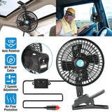 12V Car Fan Oscillating Clip on Cooling Fan with 2 Speeds 120° Rotation Automotive - Tophatter Daily Deals