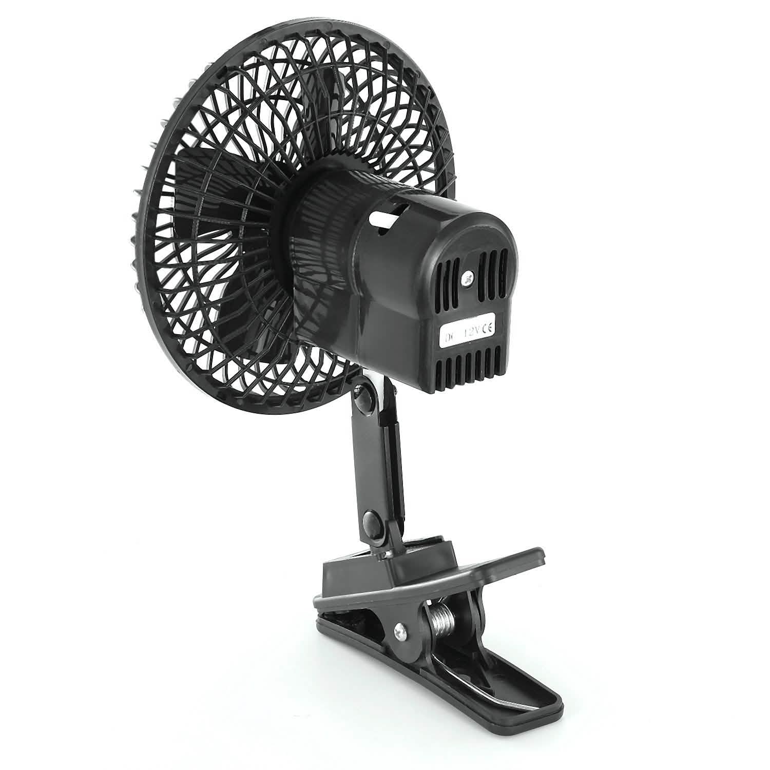 12V Car Fan Oscillating Clip on Cooling Fan with 2 Speeds 120° Rotation Automotive - Tophatter Daily Deals