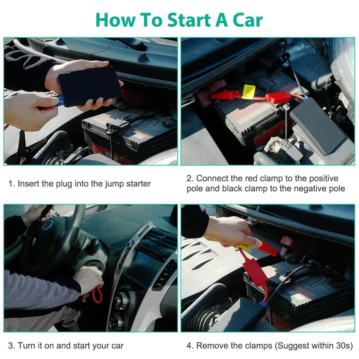 12V Car Jumper Starter 300A Peak 20000 mAh Battery Charger Automotive - Tophatter Daily Deals