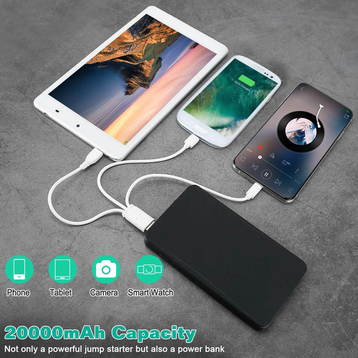 12V Car Jumper Starter 300A Peak 20000 mAh Battery Charger Automotive - Tophatter Daily Deals