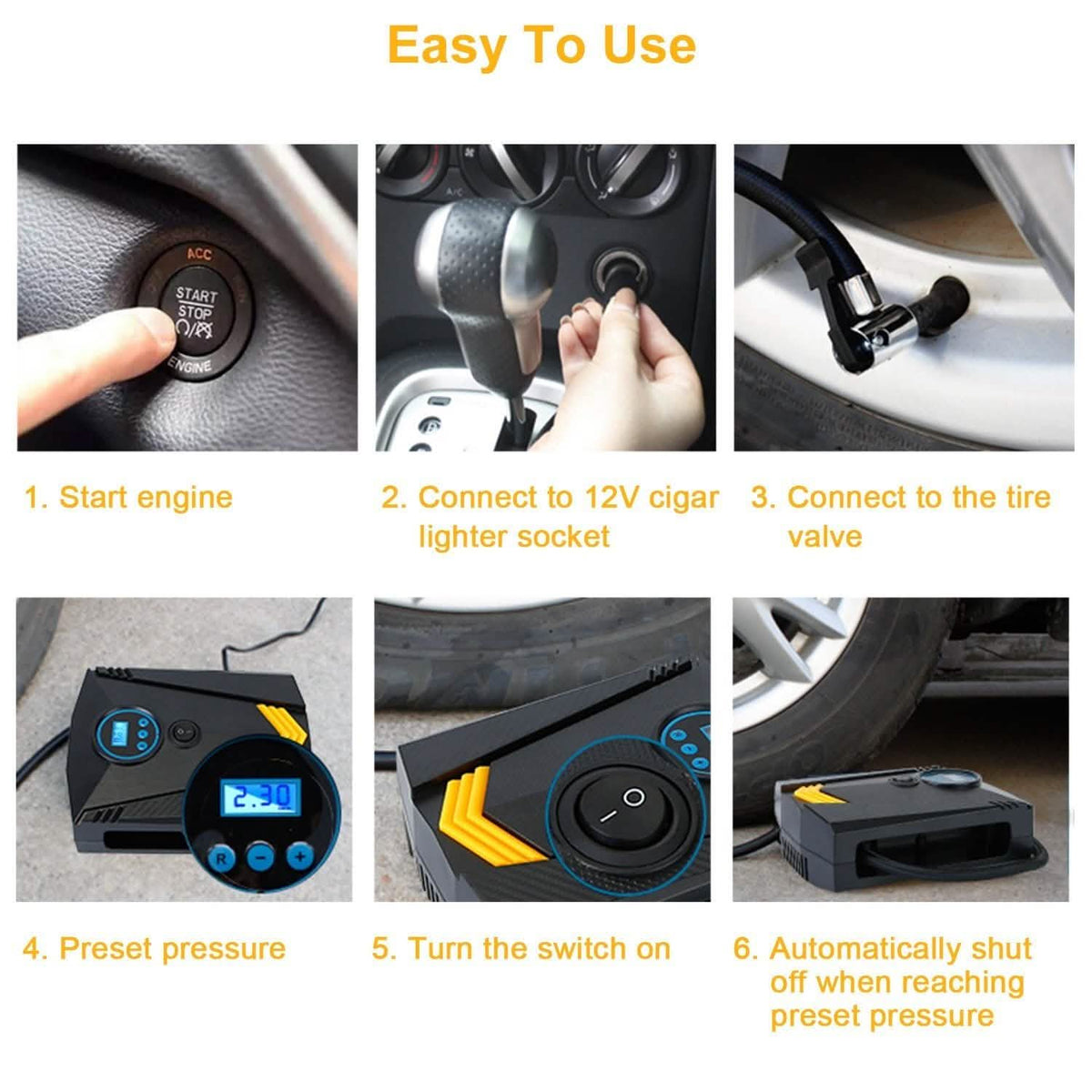 12V DC 100W 150PSI Digital Tire Inflator Automotive - Tophatter Daily Deals
