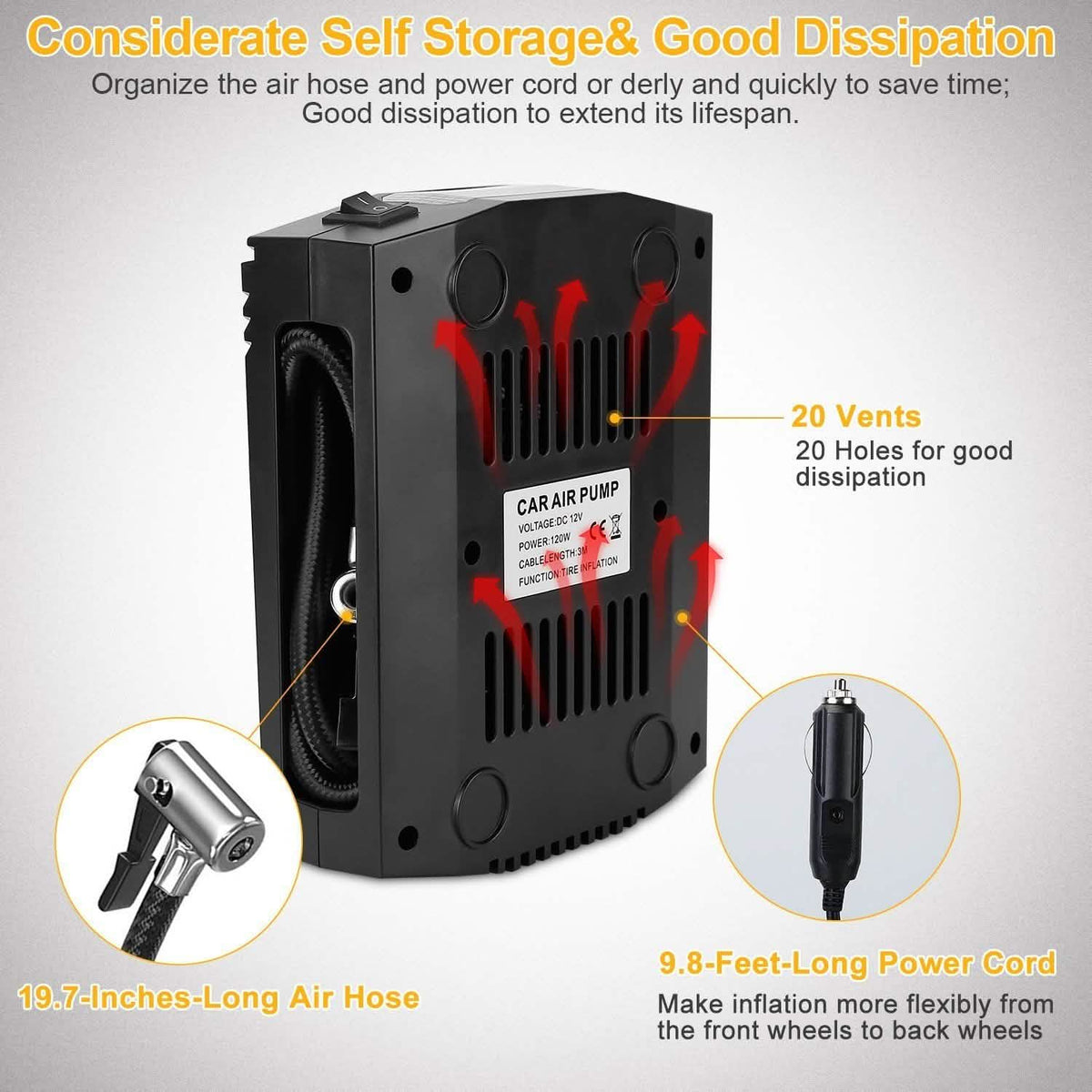 12V DC 100W 150PSI Digital Tire Inflator Automotive - Tophatter Daily Deals