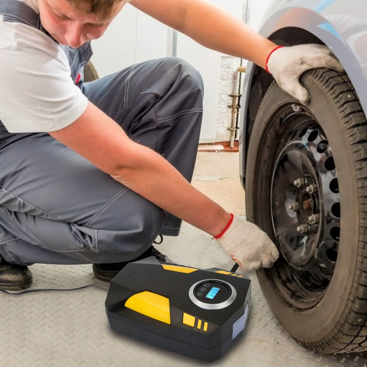 12V Digital Car Air Pump Compressor with LED Light 150 PSI Automotive - Tophatter Daily Deals