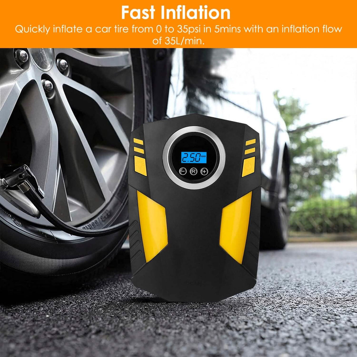 12V Digital Car Air Pump Compressor with LED Light 150 PSI Automotive - Tophatter Daily Deals