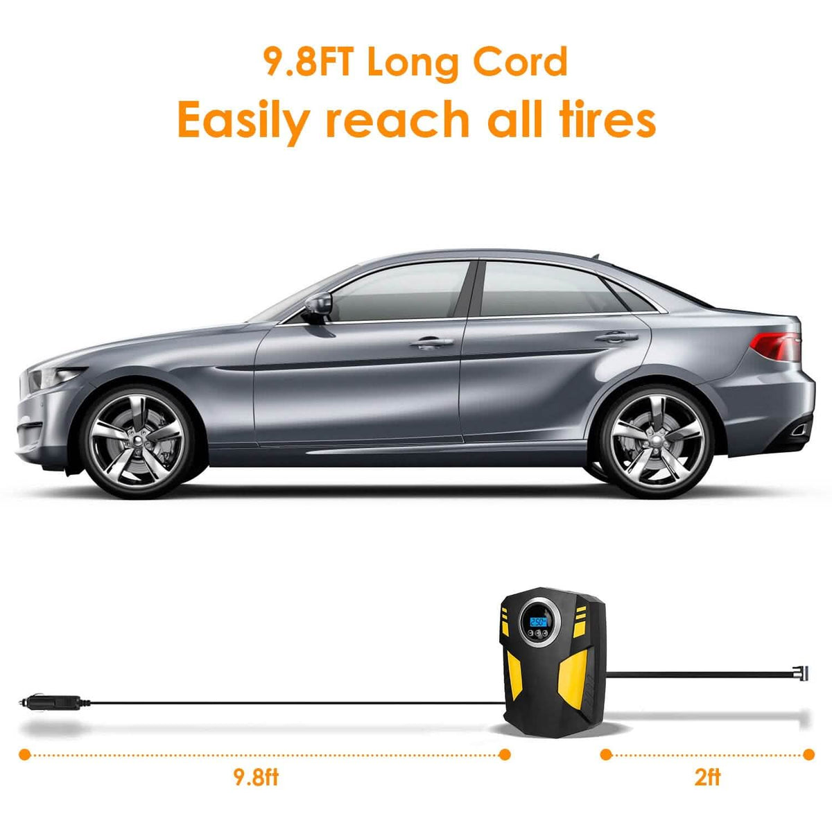 12V Digital Car Air Pump Compressor with LED Light 150 PSI Automotive - Tophatter Daily Deals