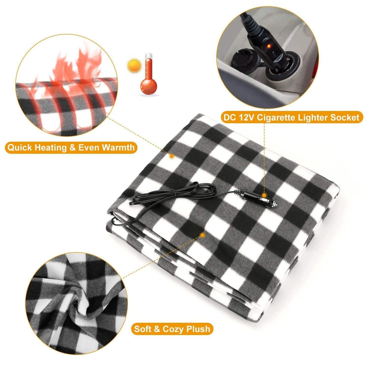 12V Electric Car Heated Blanket Automotive - Tophatter Daily Deals