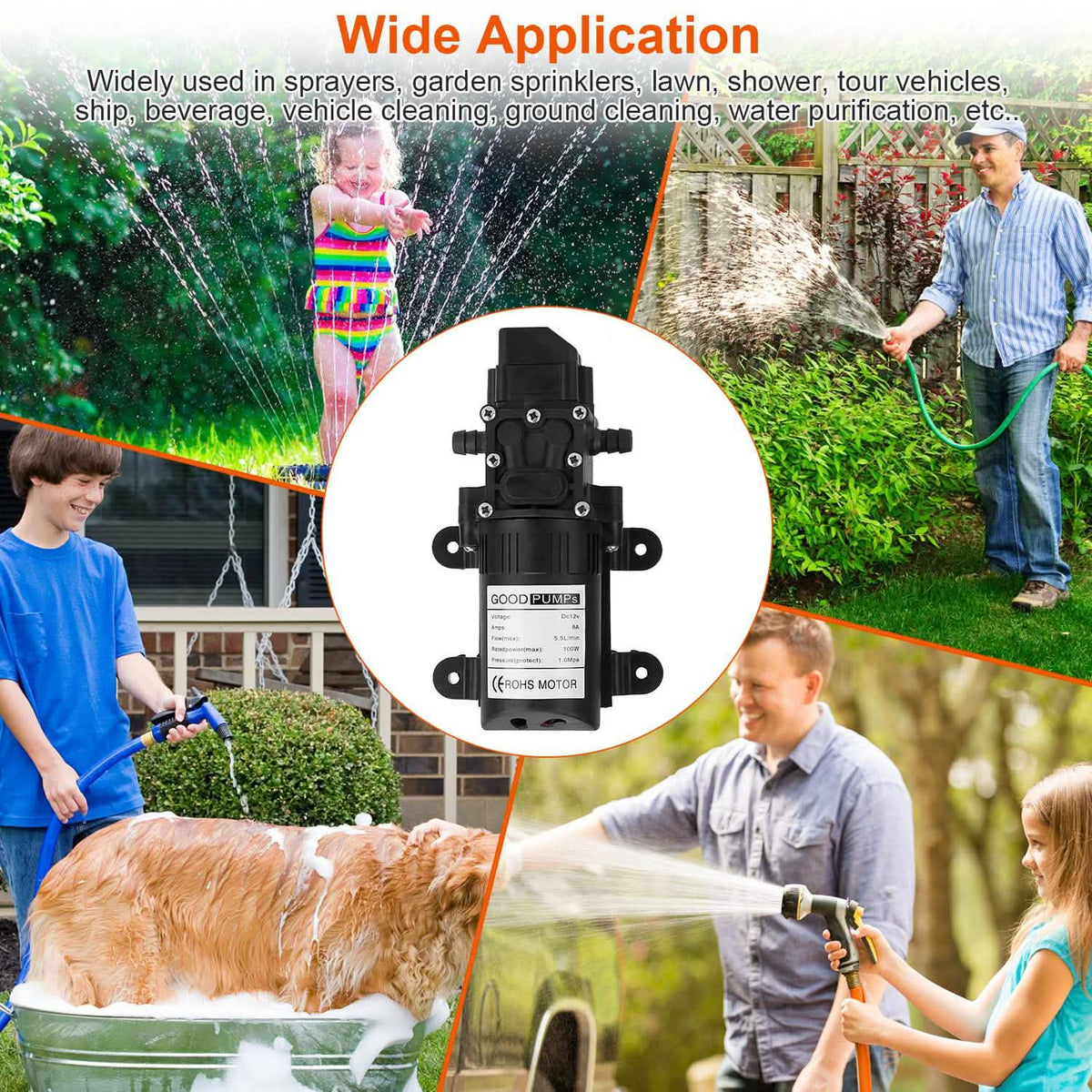 12V Water Pump with 2 Hose Clamps 123PSI Self Priming Sprayer Pump Garden & Patio - Tophatter Daily Deals