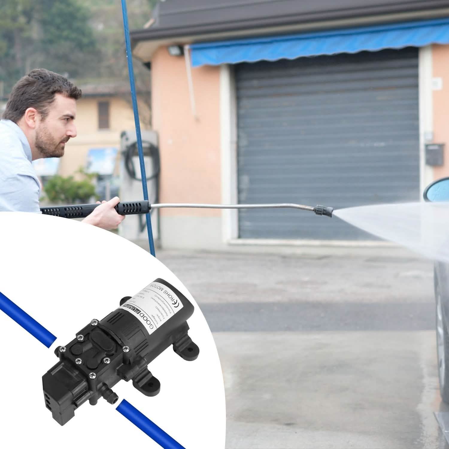 12V Water Pump with 2 Hose Clamps 123PSI Self Priming Sprayer Pump Garden & Patio - Tophatter Daily Deals