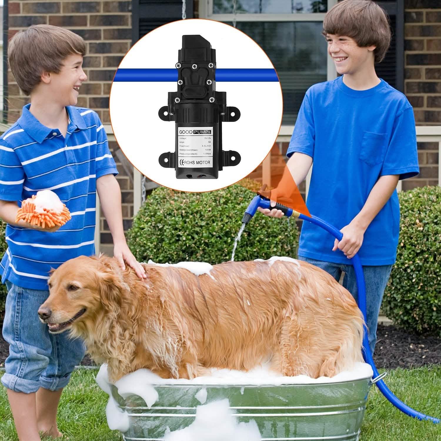 12V Water Pump with 2 Hose Clamps 123PSI Self Priming Sprayer Pump Garden & Patio - Tophatter Daily Deals