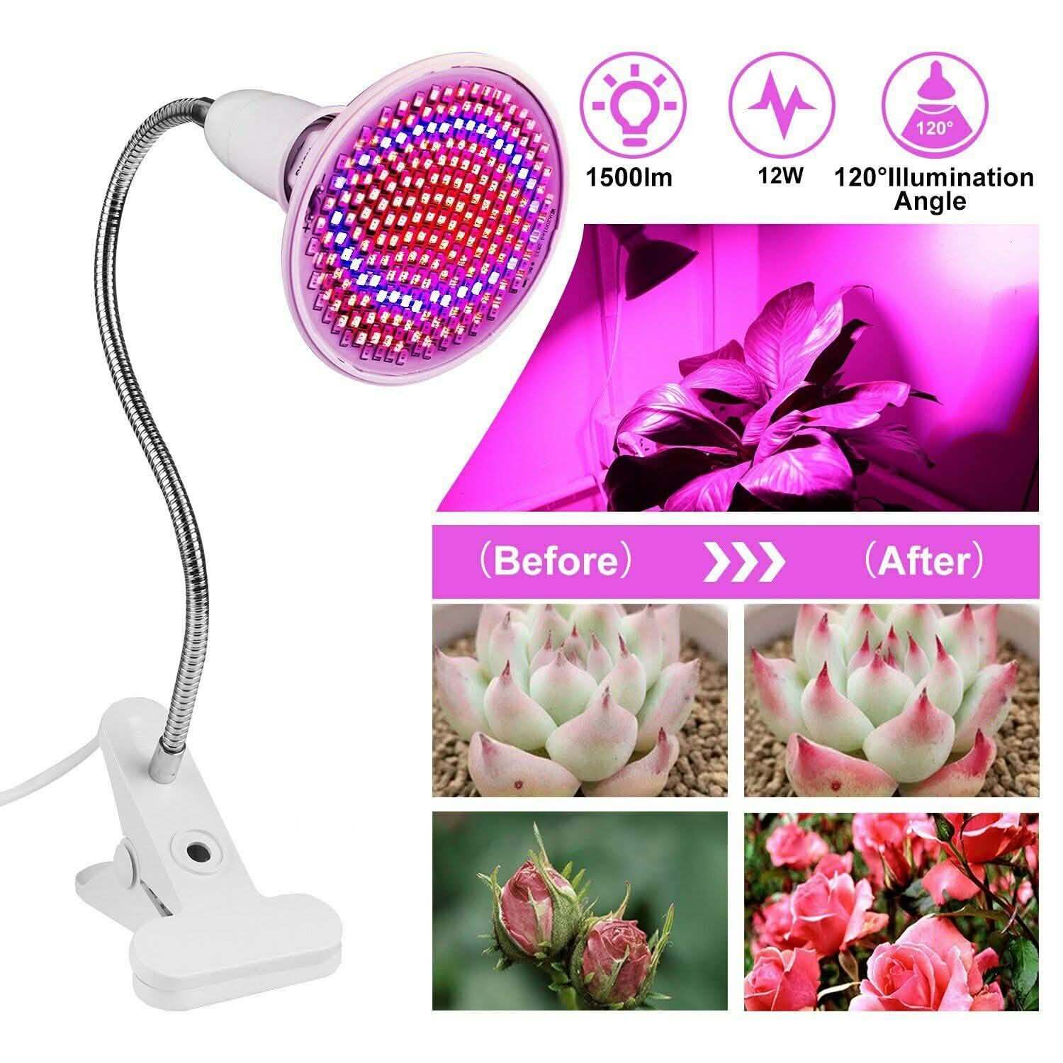 12W LED 360° Rotatable Plant Grow Light with Desk Clip Garden & Patio - Tophatter Daily Deals