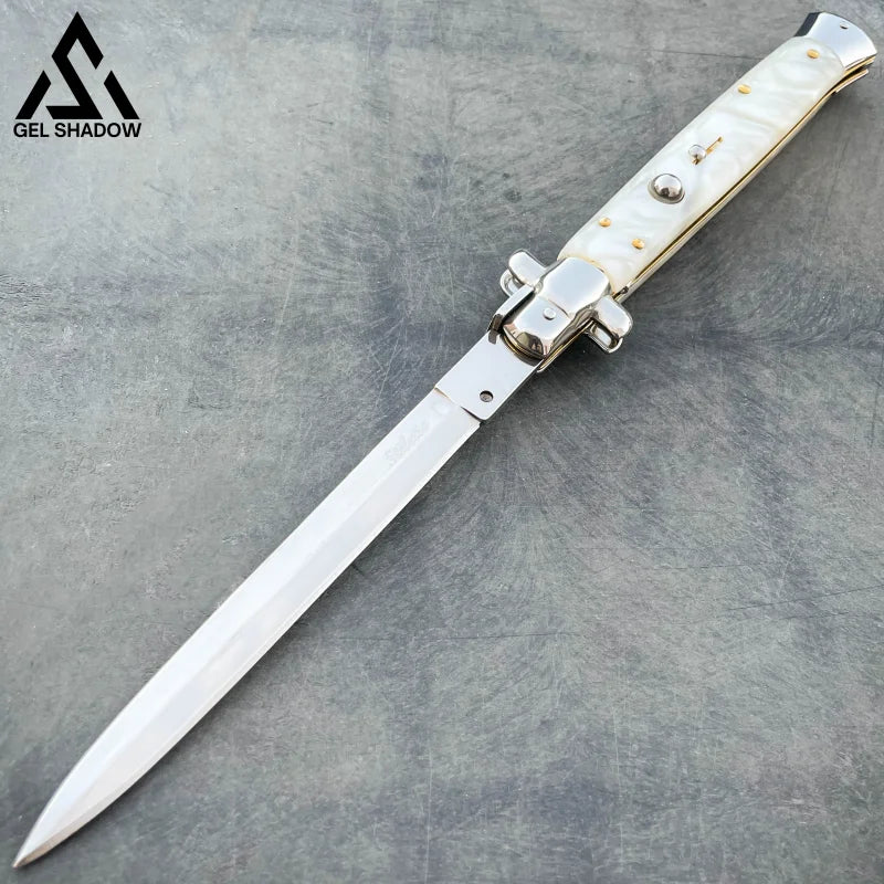 13" AKC Italian Stiletto (MASSIVE KNIFE)-GS122 White Pearl Handle KNIVES - Tophatter Daily Deals