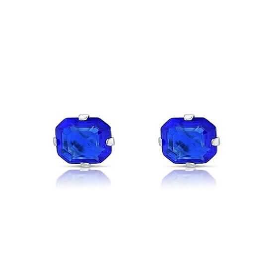 1.3 Carat Cz Asscher-Cut Sterling Silver Stud Earrings Blue Earrings - Tophatter Daily Deals