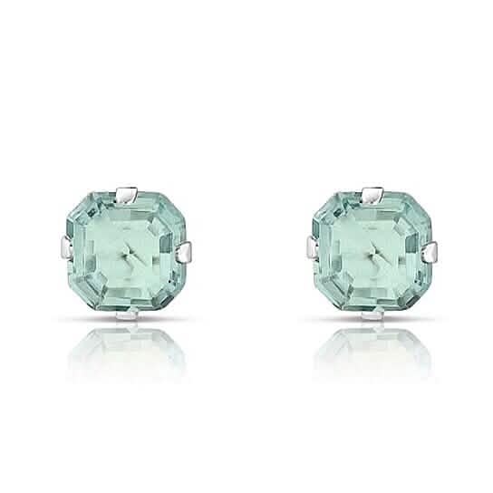 1.3 Carat Cz Asscher-Cut Sterling Silver Stud Earrings Green Earrings - Tophatter Daily Deals