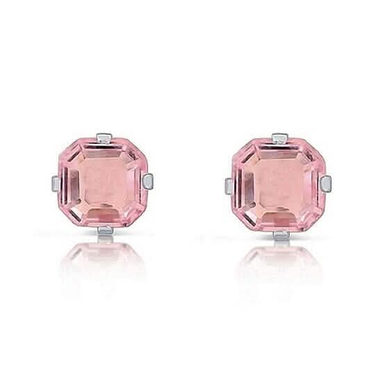 1.3 Carat Cz Asscher-Cut Sterling Silver Stud Earrings Pink Earrings - Tophatter Daily Deals