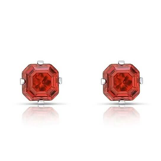 1.3 Carat Cz Asscher-Cut Sterling Silver Stud Earrings Red Earrings - Tophatter Daily Deals