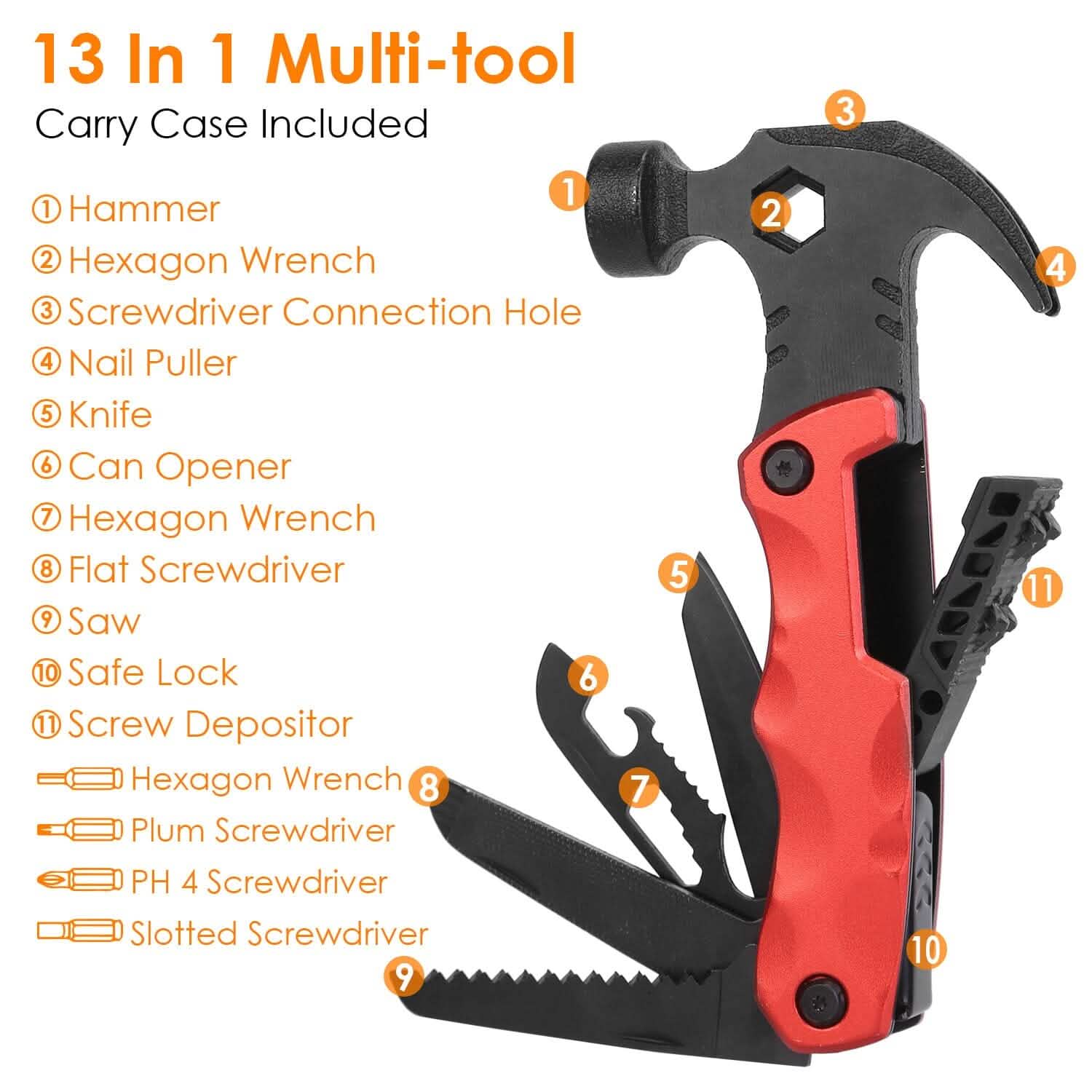 13-in-1 Multi-tool Hammer Camping Survival Tool Outdoor Recreation - Tophatter Daily Deals