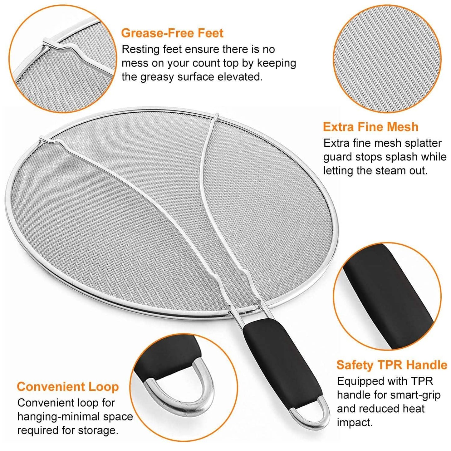 13-Inch Stainless Steel Grease Splatter Screen Kitchen Tools & Gadgets - Tophatter Daily Deals
