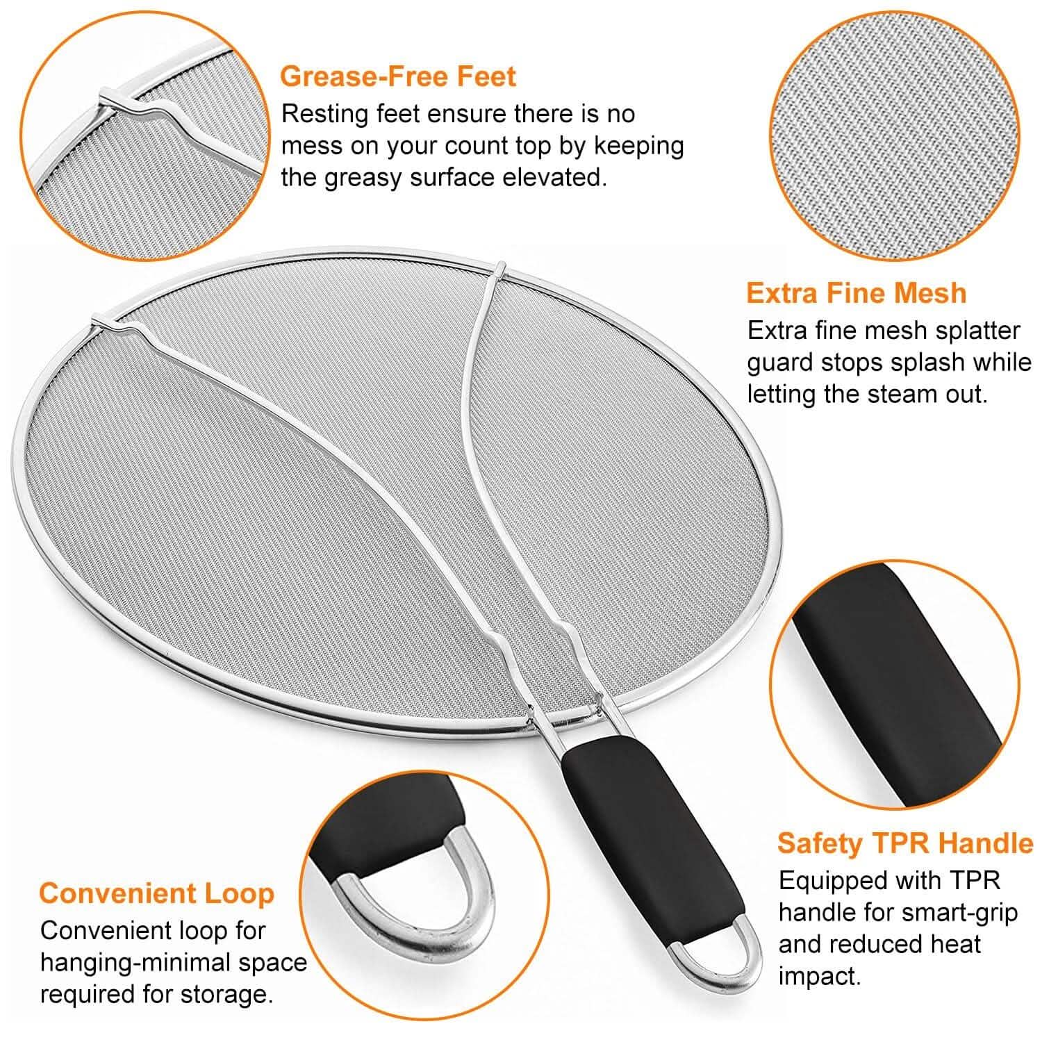 13-Inch Stainless Steel Grease Splatter Screen Kitchen Tools & Gadgets - Tophatter Daily Deals