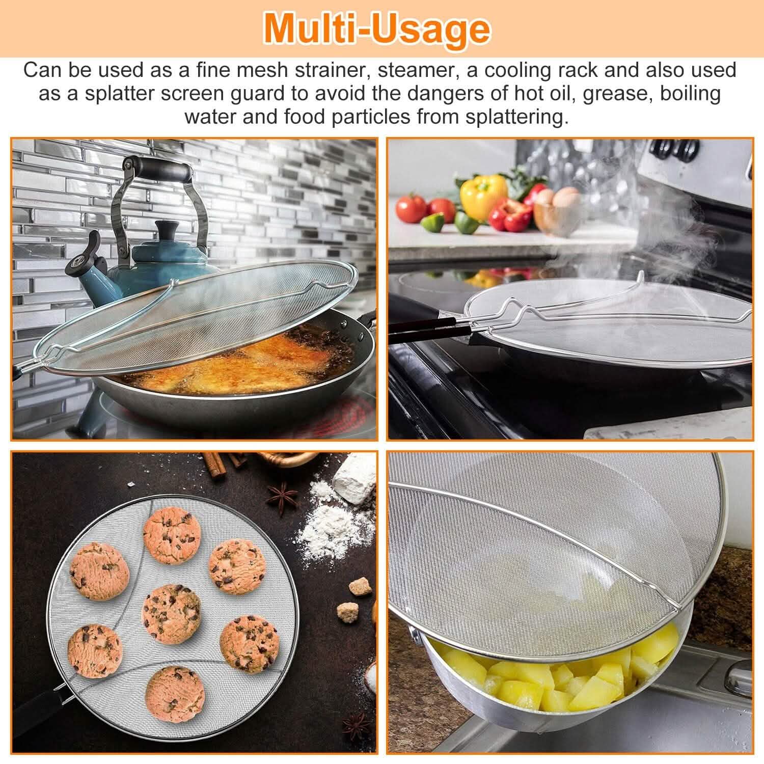 13-Inch Stainless Steel Grease Splatter Screen Kitchen Tools & Gadgets - Tophatter Daily Deals