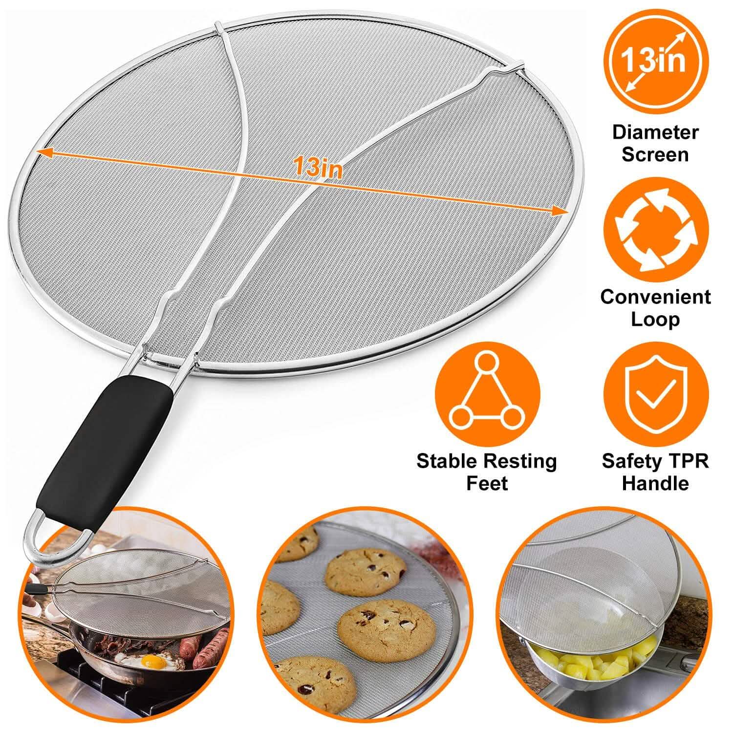 13-Inch Stainless Steel Grease Splatter Screen Kitchen Tools & Gadgets - Tophatter Daily Deals