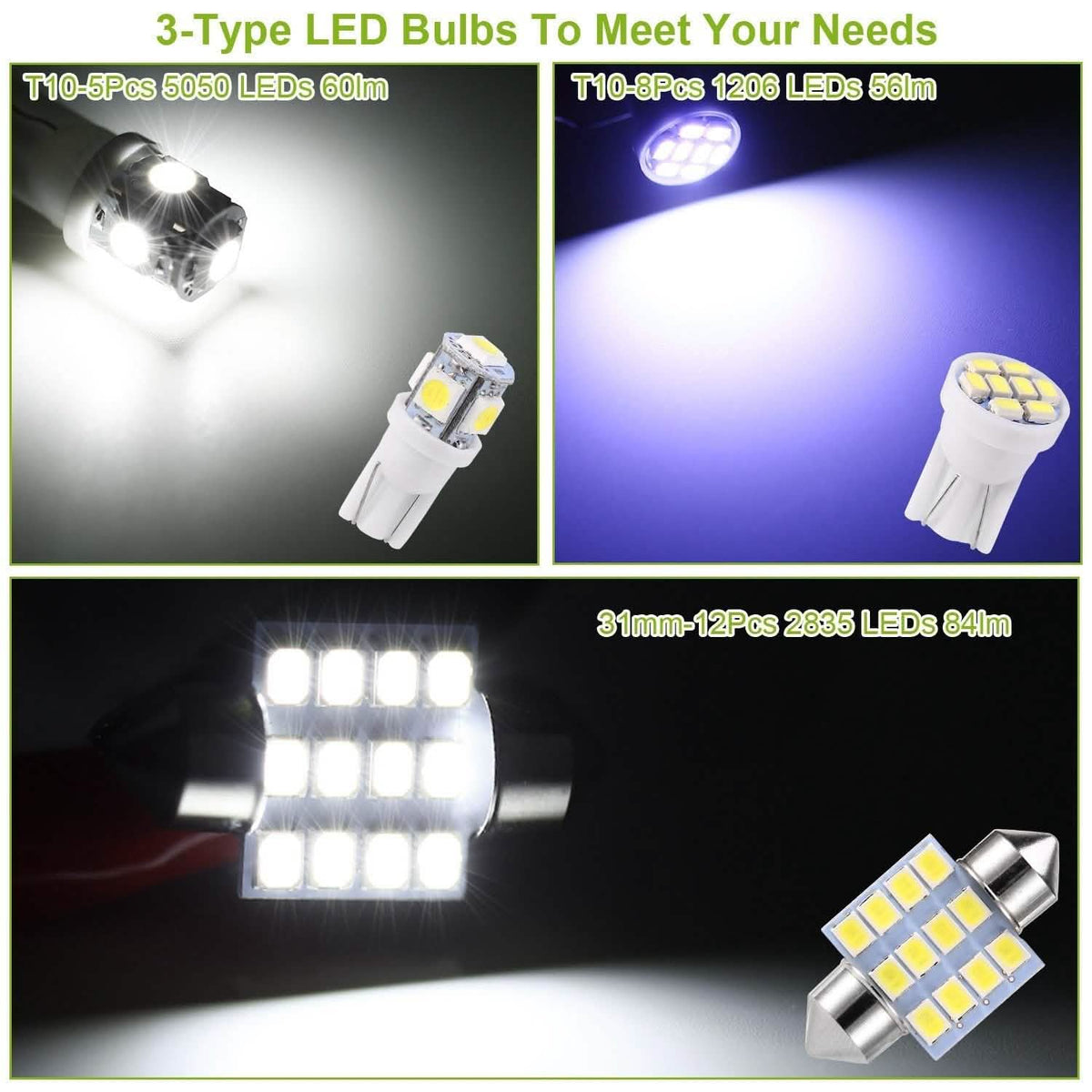 13-Pieces: T10 31mm Festoon LED Light Automotive - Tophatter Daily Deals