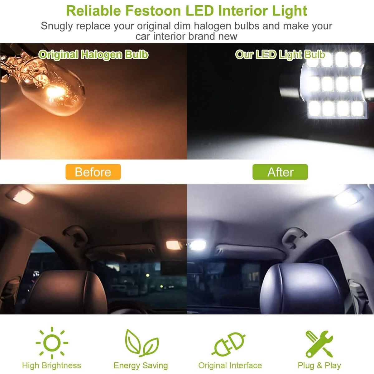 13-Pieces: T10 31mm Festoon LED Light Automotive - Tophatter Daily Deals