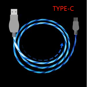 1M led charging cable Blue TYPE C 0 - Tophatter Daily Deals