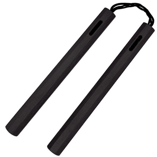 Nunchaku - 14 Inch Black Octagon Wood Nunchucks Collectible Weapons - Tophatter Daily Deals
