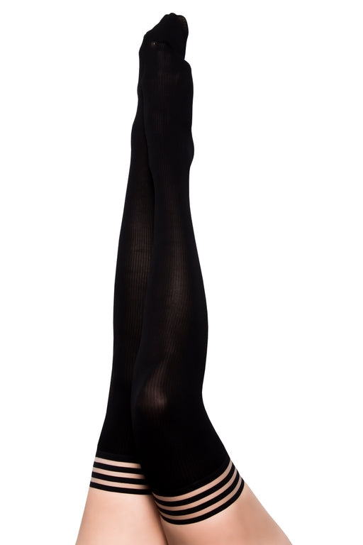 Kixies DanaLynn Black Ribbed Thigh High Stockings Size C > Clothes > Hosiery > Stockings - Tophatter Daily Deals