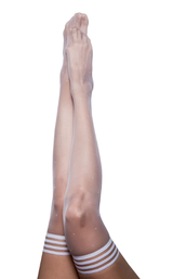 Kixies Brooke Leanne Sheer White Polka Dot Thigh High Stockings Size D > Clothes > Hosiery > Stockings - Tophatter Daily Deals
