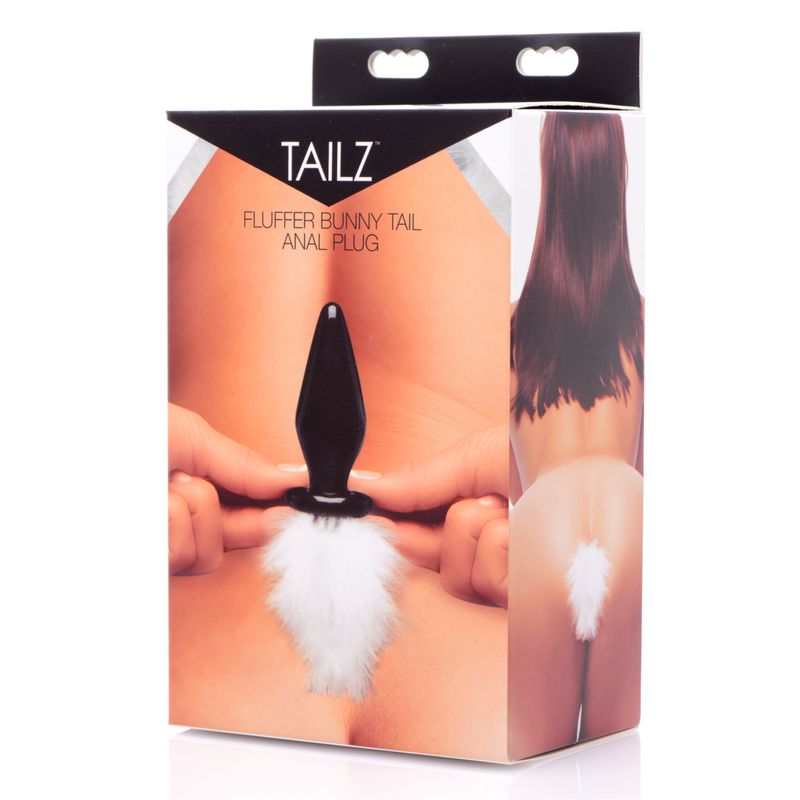 White Fluffer Bunny Tail Glass Anal Plug for Playful Sensation > Anal Range > Tail Butt Plugs - Tophatter Daily Deals
