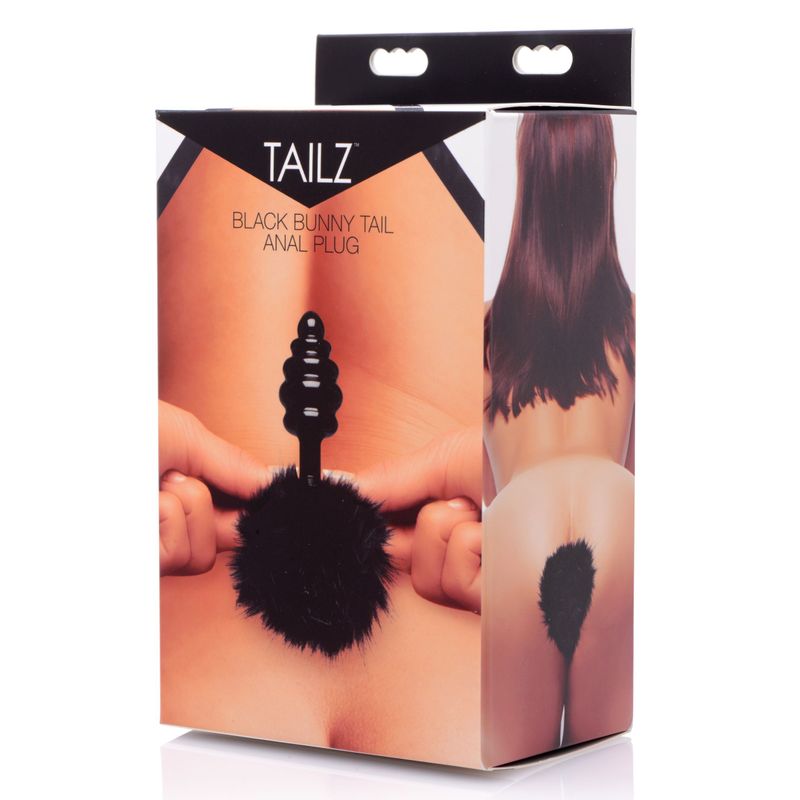 Black Bunny Tail Anal Plug with Fuzzy Tail and Tapered Tip > Anal Range > Tail Butt Plugs - Tophatter Daily Deals