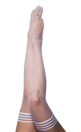 Kixies Sammy White Fishnet Thigh Highs Size D Up to 35 Inch Thigh Circumference > Clothes > Hosiery > Stockings - Tophatter Daily Deals