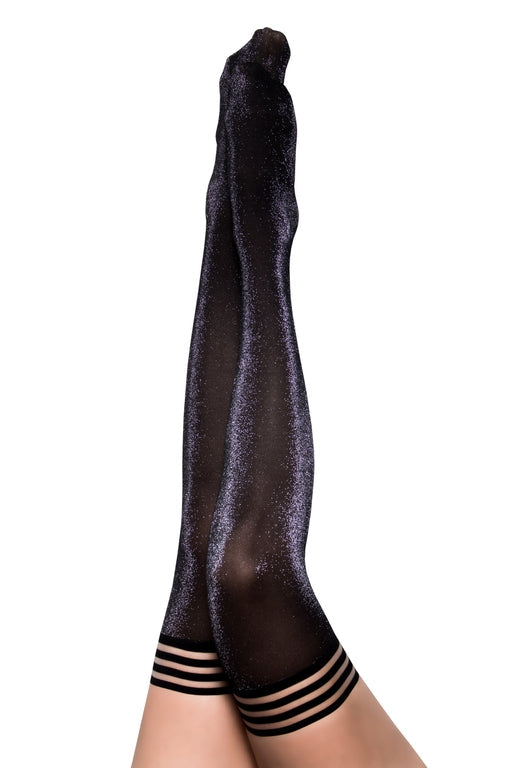 Kixies KAYLEE Grey Shimmer Thigh Highs Size B > Clothes > Hosiery > Stockings - Tophatter Daily Deals