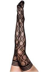 Kixies Elle Size C Diamond Fishnet Thigh-High Tights Black with No-Slip Grip > Clothes > Hosiery > Stockings - Tophatter Daily Deals