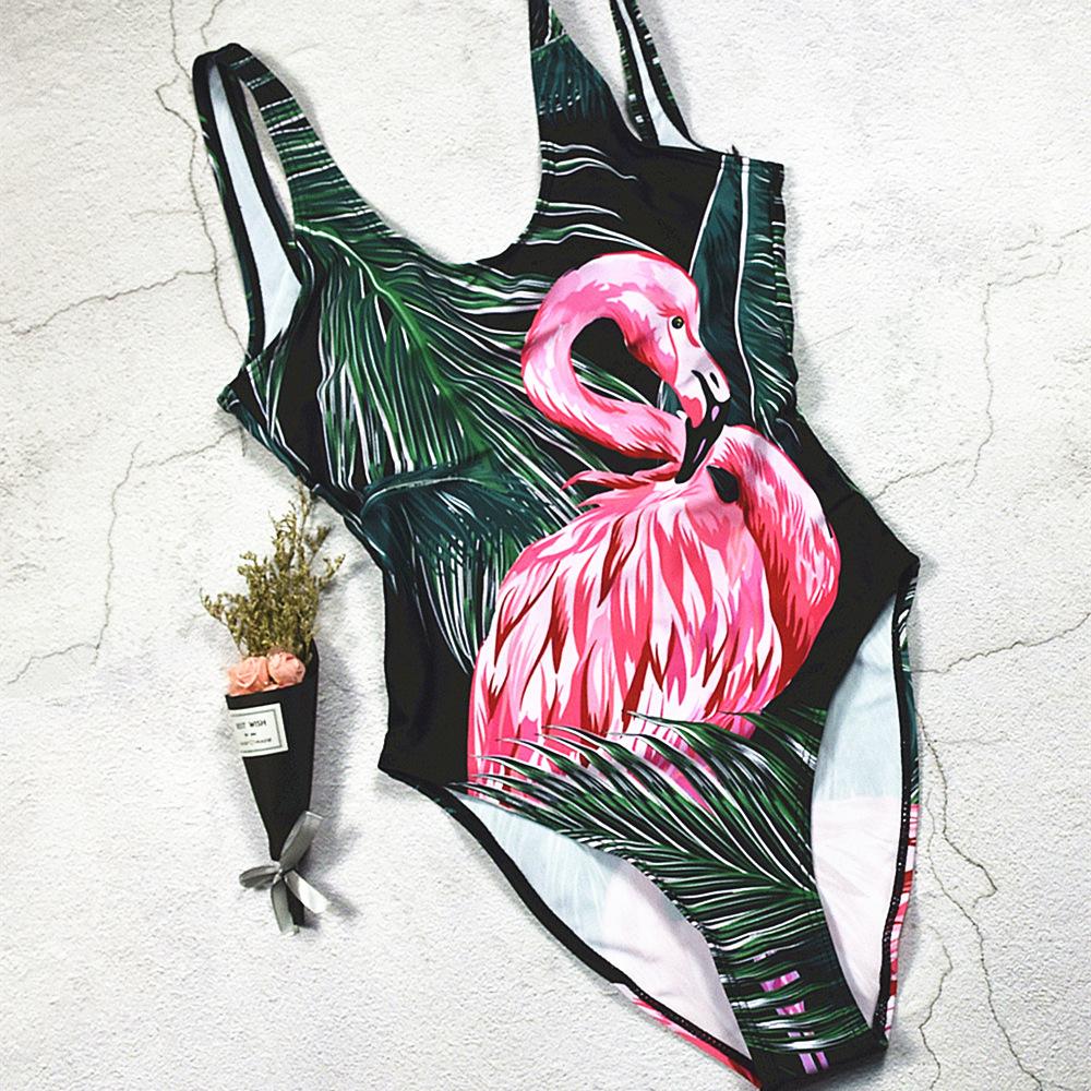 Sexy Women's new flamingo print swimsuit one-piece swimsuit Swimwear - Tophatter Daily Deals