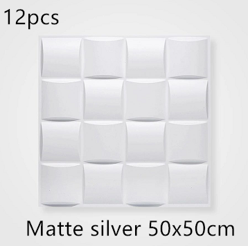 3D solid background wall panel Matte silverA12pc 50X50 0 - Tophatter Daily Deals