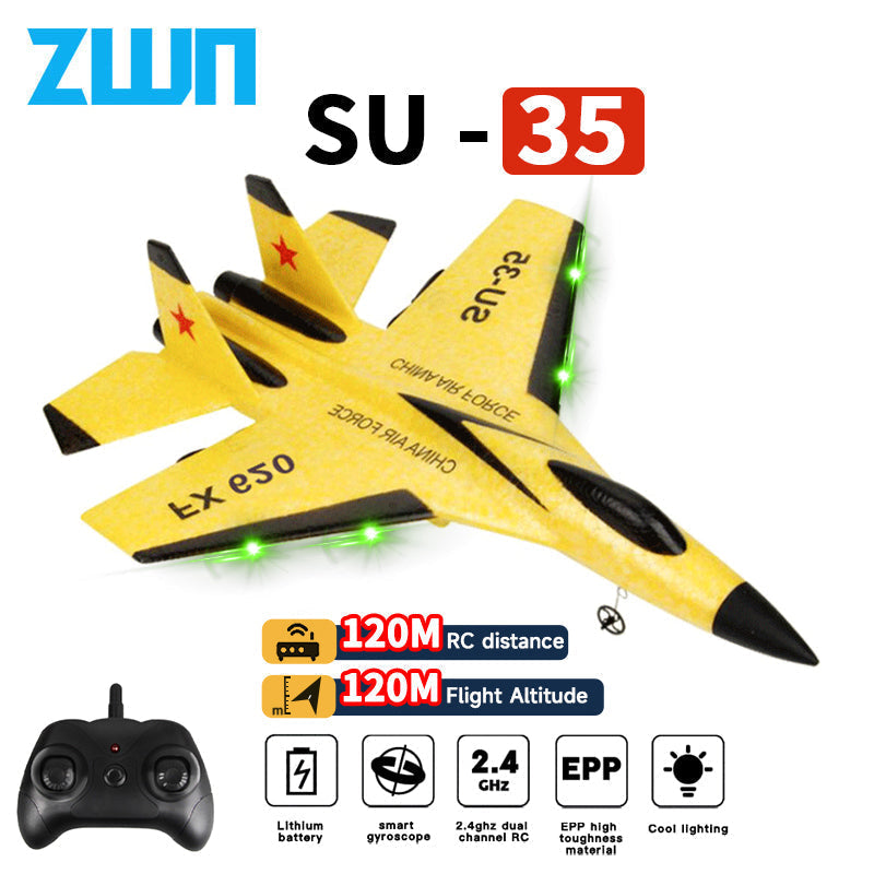 RC Plane SU35 Foam Fighter With LED Lights Night Flying - Tophatter Daily Deals