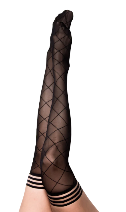 Kixies Anna Sheer Diamond Thigh Highs Size A > Clothes > Hosiery > Stockings - Tophatter Daily Deals