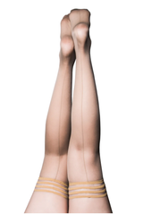 Kixies Vanessa Nude Sheer Thigh Highs With Nude Back Seam And Cuban Heel Size D > Clothes > Hosiery > Stockings - Tophatter Daily Deals