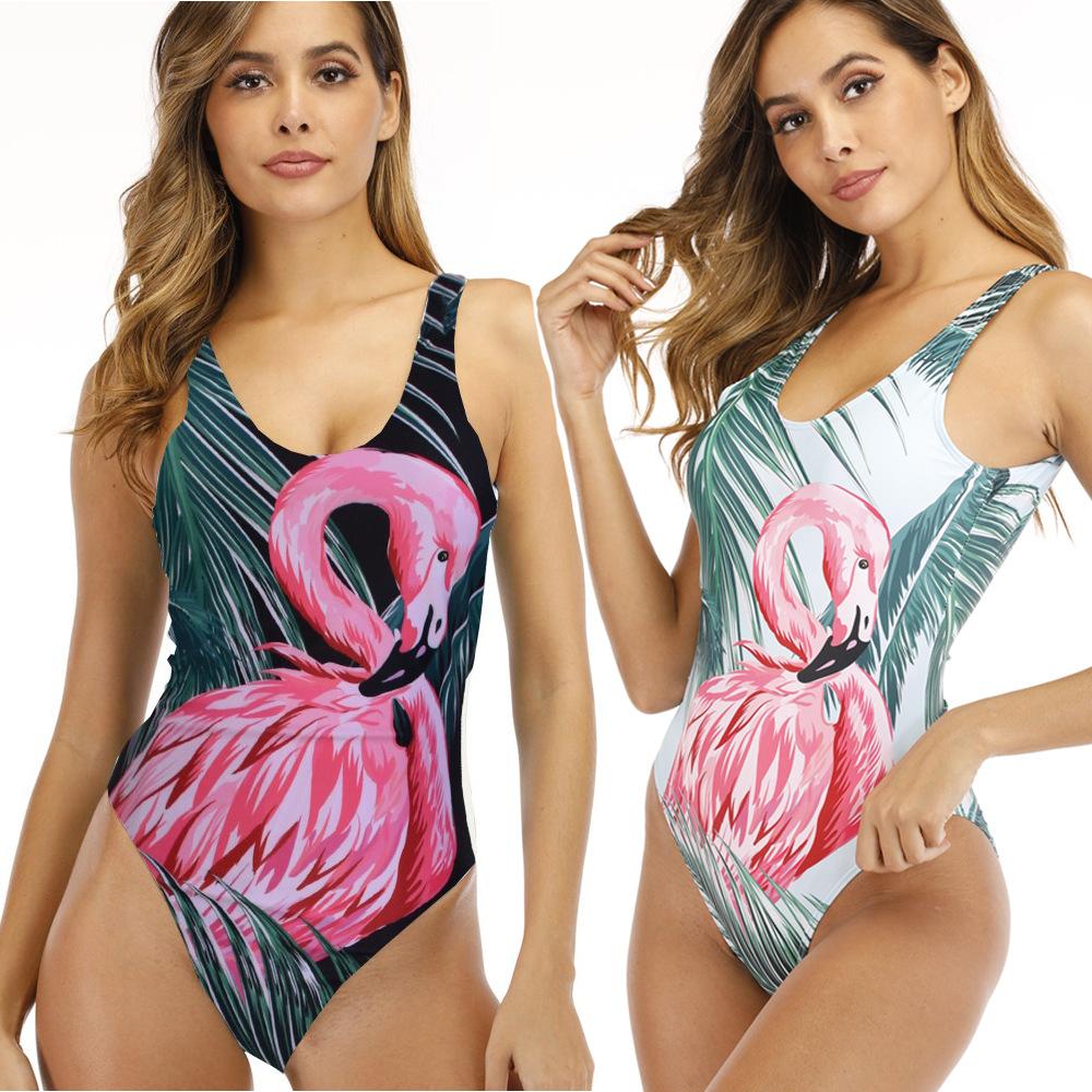 Sexy Women's new flamingo print swimsuit one-piece swimsuit Swimwear - Tophatter Daily Deals