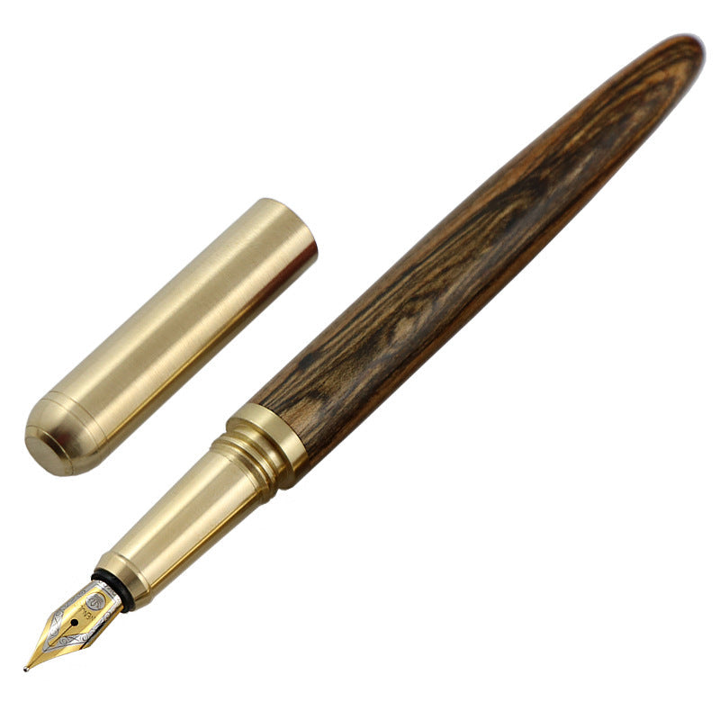 African Rosewood Vintage Brass Wood Fountain Pen Tiger Wood 0 - Tophatter Daily Deals