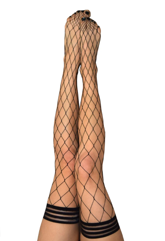 Kixies Michelle Large Diamond Fishnet Thigh Highs Size C > Clothes > Hosiery > Stockings - Tophatter Daily Deals