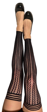 Kixies Lindsay Footless Black Fishnet Thigh High Tights Size C > Clothes > Hosiery > Stockings - Tophatter Daily Deals