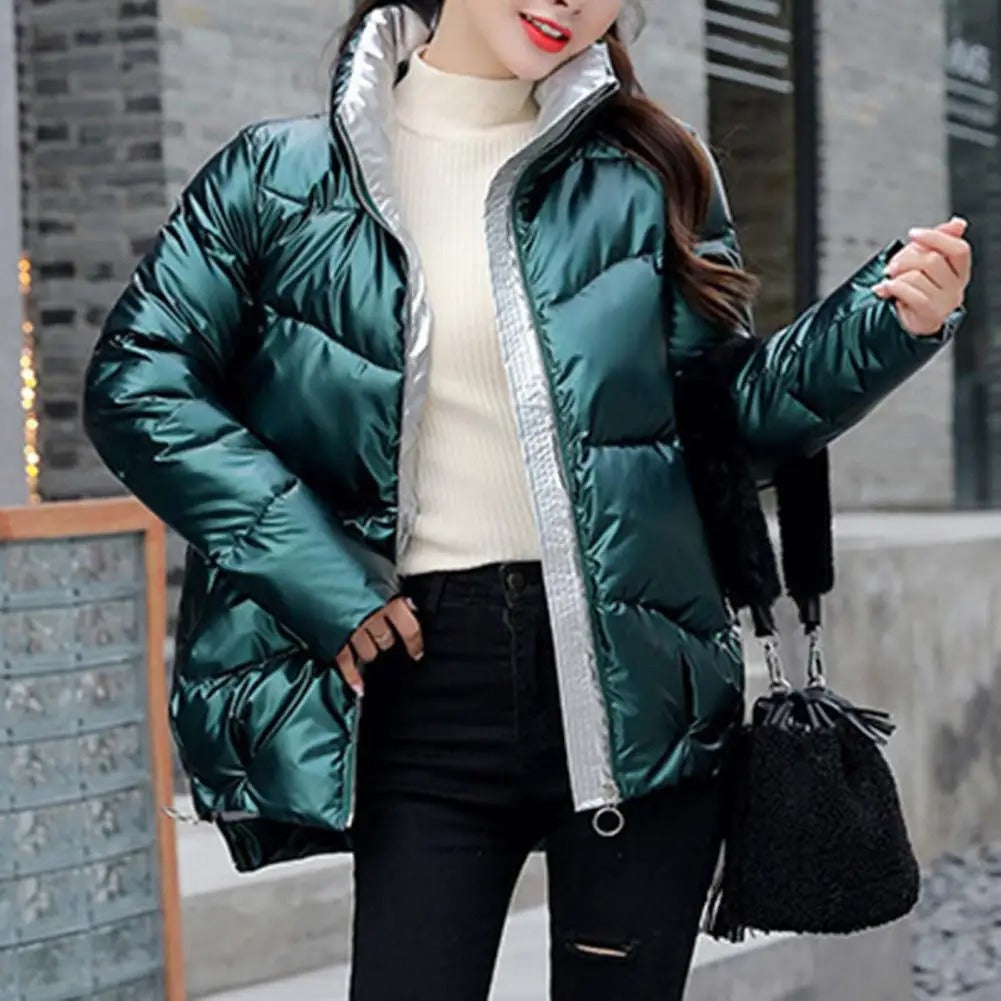 Warm Women’s Puffer Jacket - Cozy Glossy Shell, City - Tophatter Daily Deals