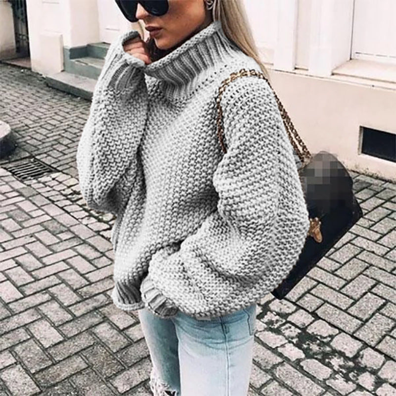 Oversized Women Turtleneck Sweater - Chunky Knit, Winter Gray 3D Changing Face Moving Picture Frame - Tophatter Daily Deals