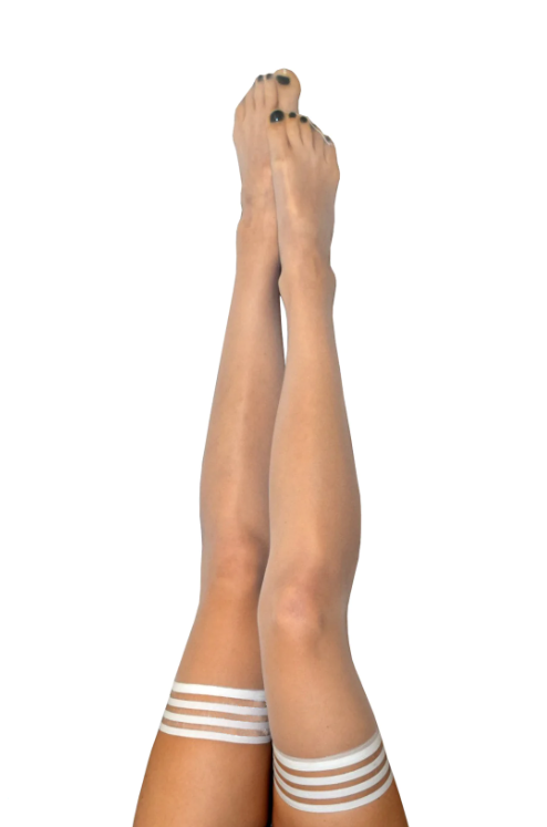 Kixies Ashley White Sheer Thigh High Stockings Size B > Clothes > Hosiery > Stockings - Tophatter Daily Deals