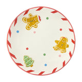 Round Ceramic Christmas Gingerbread Plate | Festive Serving Dish - 16cm Plate - Tophatter Daily Deals